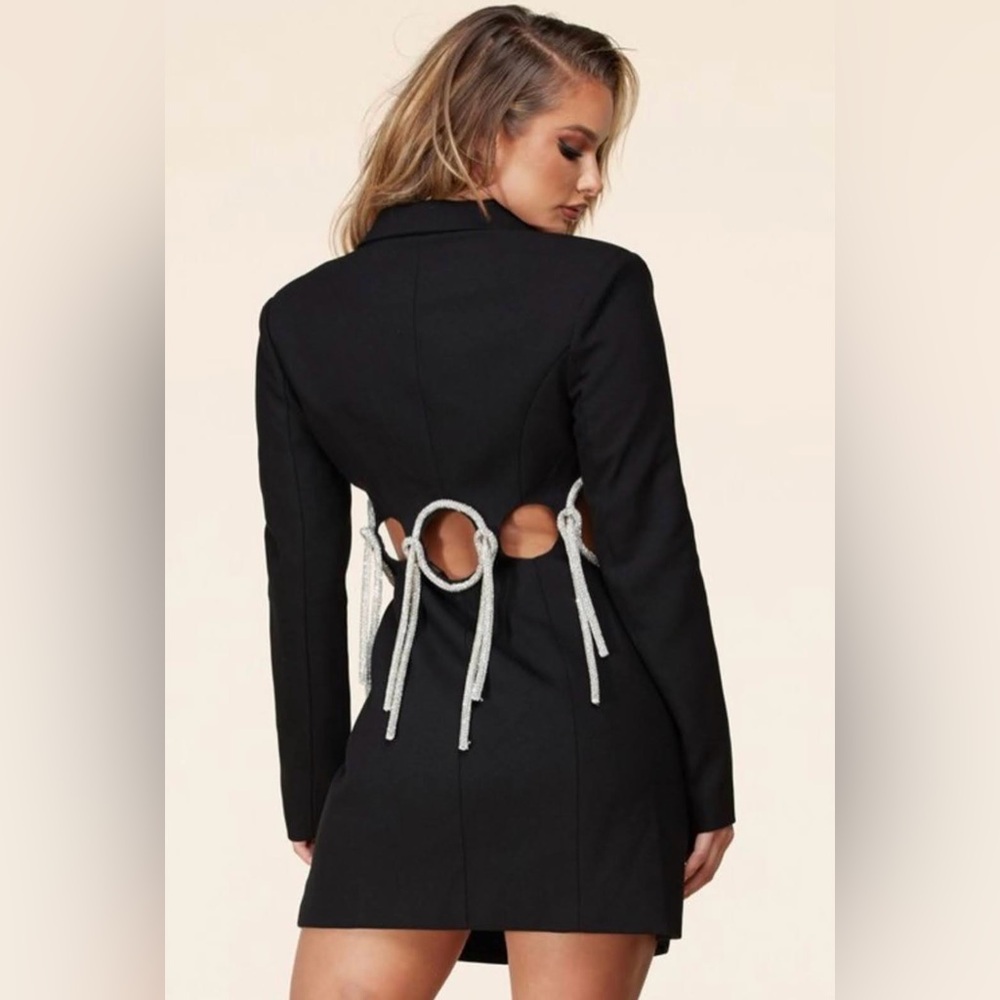 Black Blazer Dress with Diamanté cut out detail